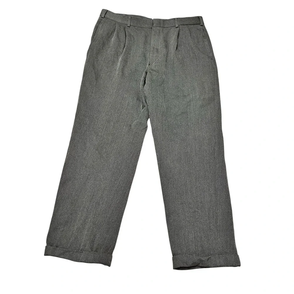 Brooks Brothers VTG Wool Charcoal Pleated Cuffed Light Mens Dress Pants‎ 36x29
